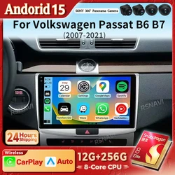 Radio multimedia 2 DIN Android 15 para VW Passat B7/CC con CarPlay