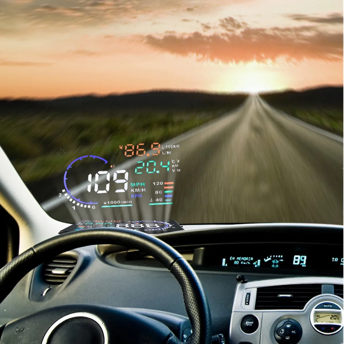 Display HUD OBD2 velocímetro digital RPM temperatura agua universal - imagen 3