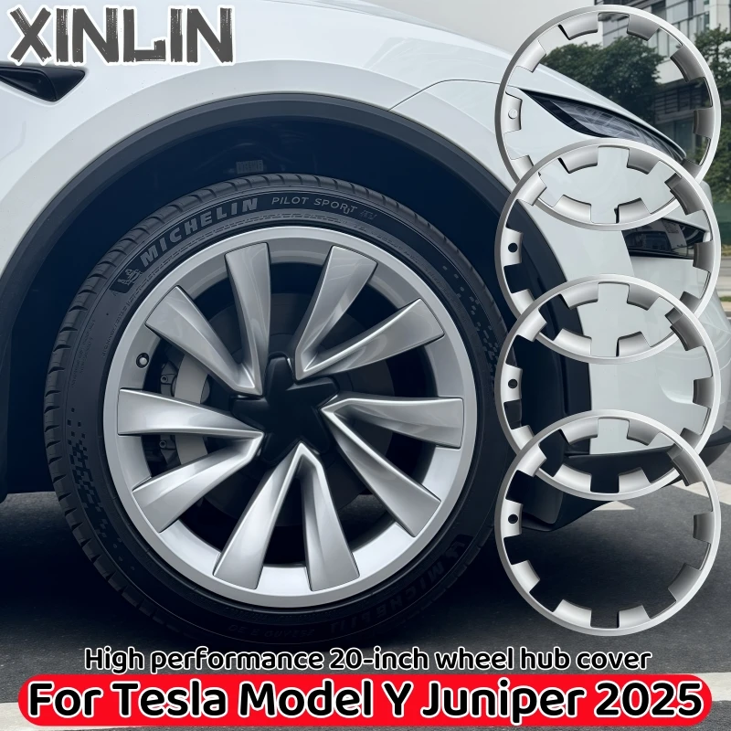 4 Uds tapacubos para Tesla Model Y Juniper 2025 20 pulgadas de alto rendimiento anillo de protección del cubo de rueda reemplazo accesorios de llanta completa