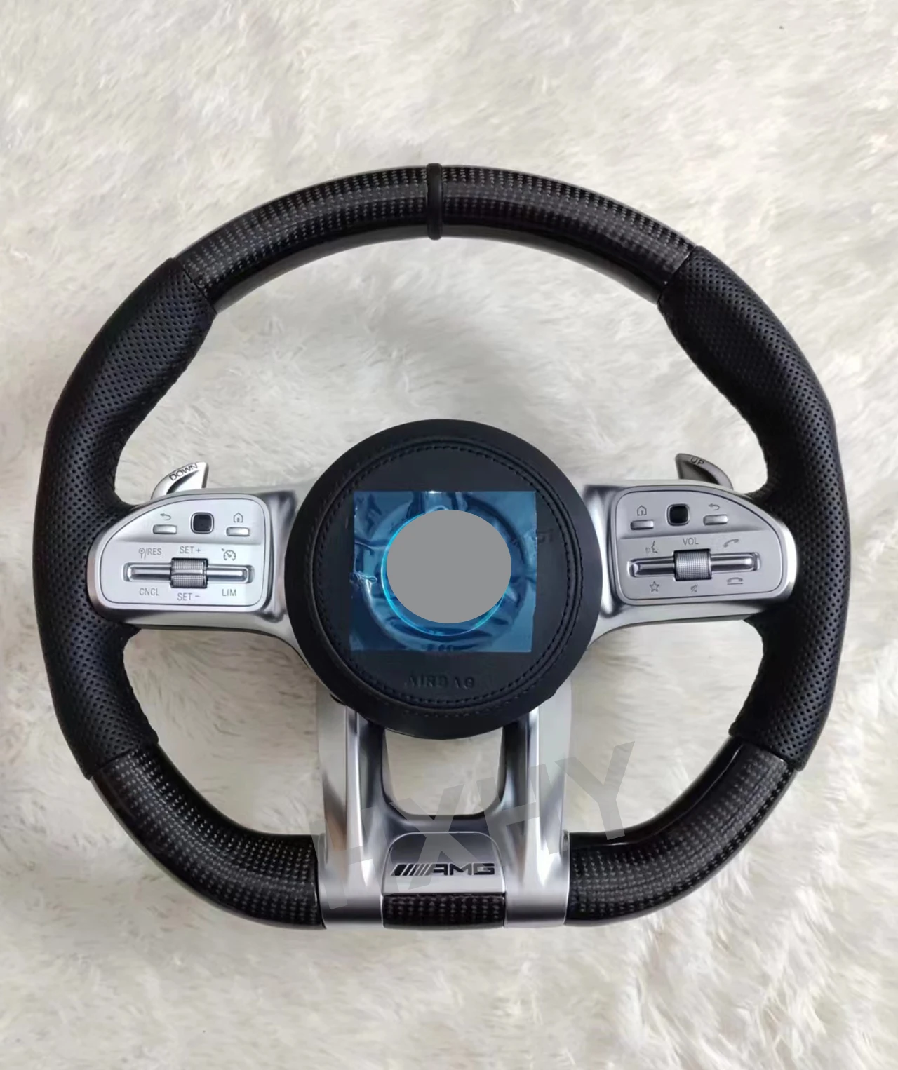 Volante de fibra de carbono para Benz Mercedes AMG a B C E GLS GLA S C63 W205 W204 W213 2012-2021 volante personalizado - imagen 4