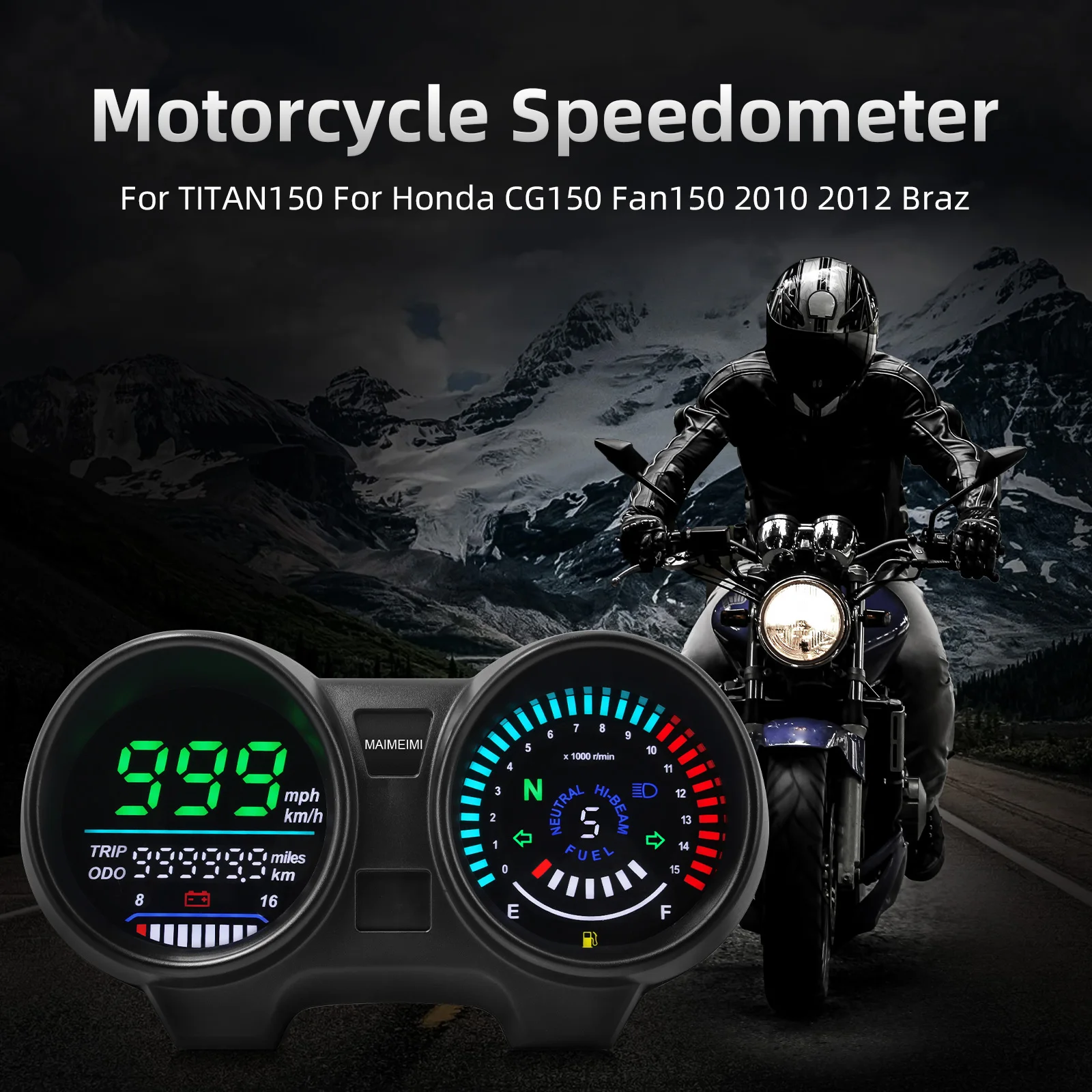 Detalle del velocímetro digital para moto
