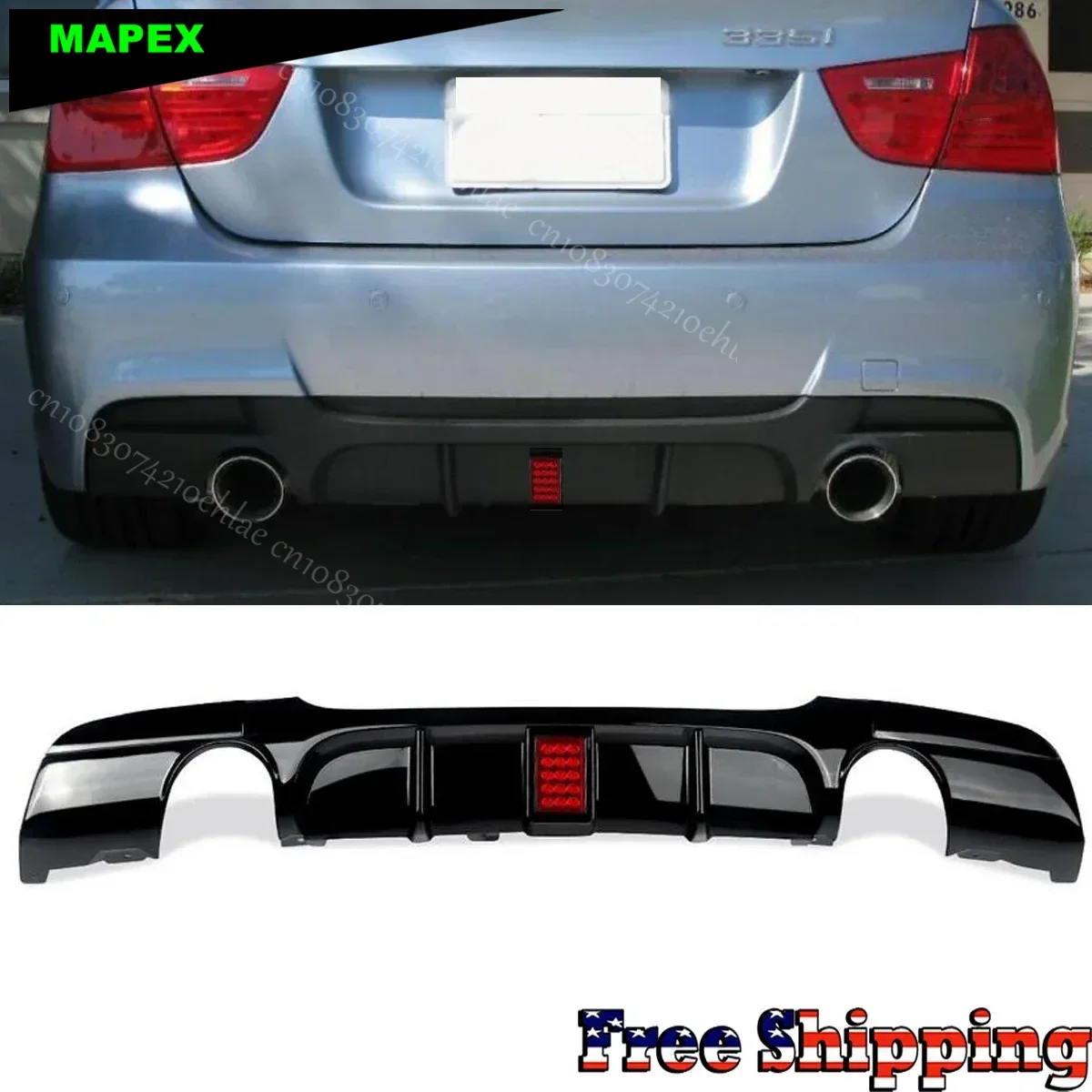 Labio alerón paragolpes trasero LED BMW Serie 3 E90 2005-2012 - imagen 4