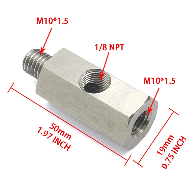 Adaptador en T para sensor de presión de combustible con toma lateral - imagen 3