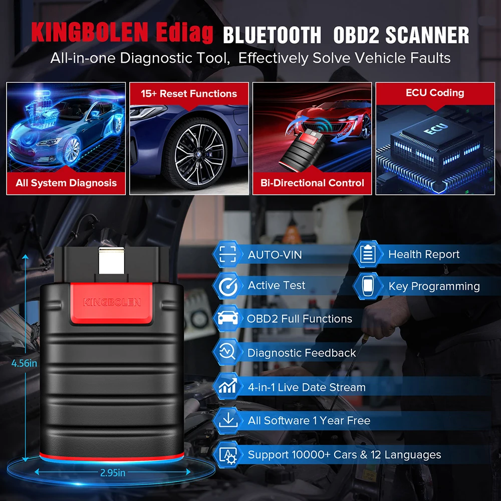 KINGBOLEN Ediag Escáner OBD2 con codificación AutoAuth - imagen 4