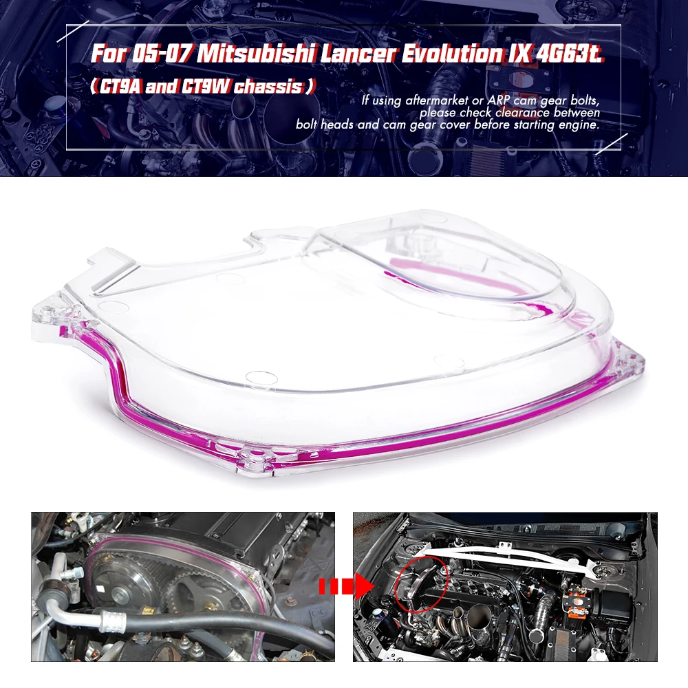 Cubierta transparente de distribución para Mitsubishi Evo IX MIVEC - imagen 2