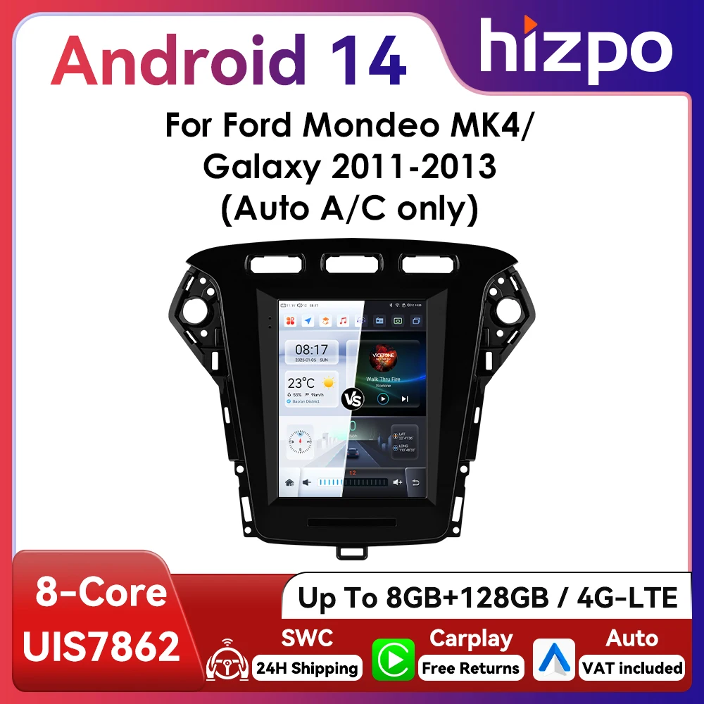 Autorradio Hizpo 9.7" Android 13 CarPlay para Ford Mondeo MK4 y Galaxy