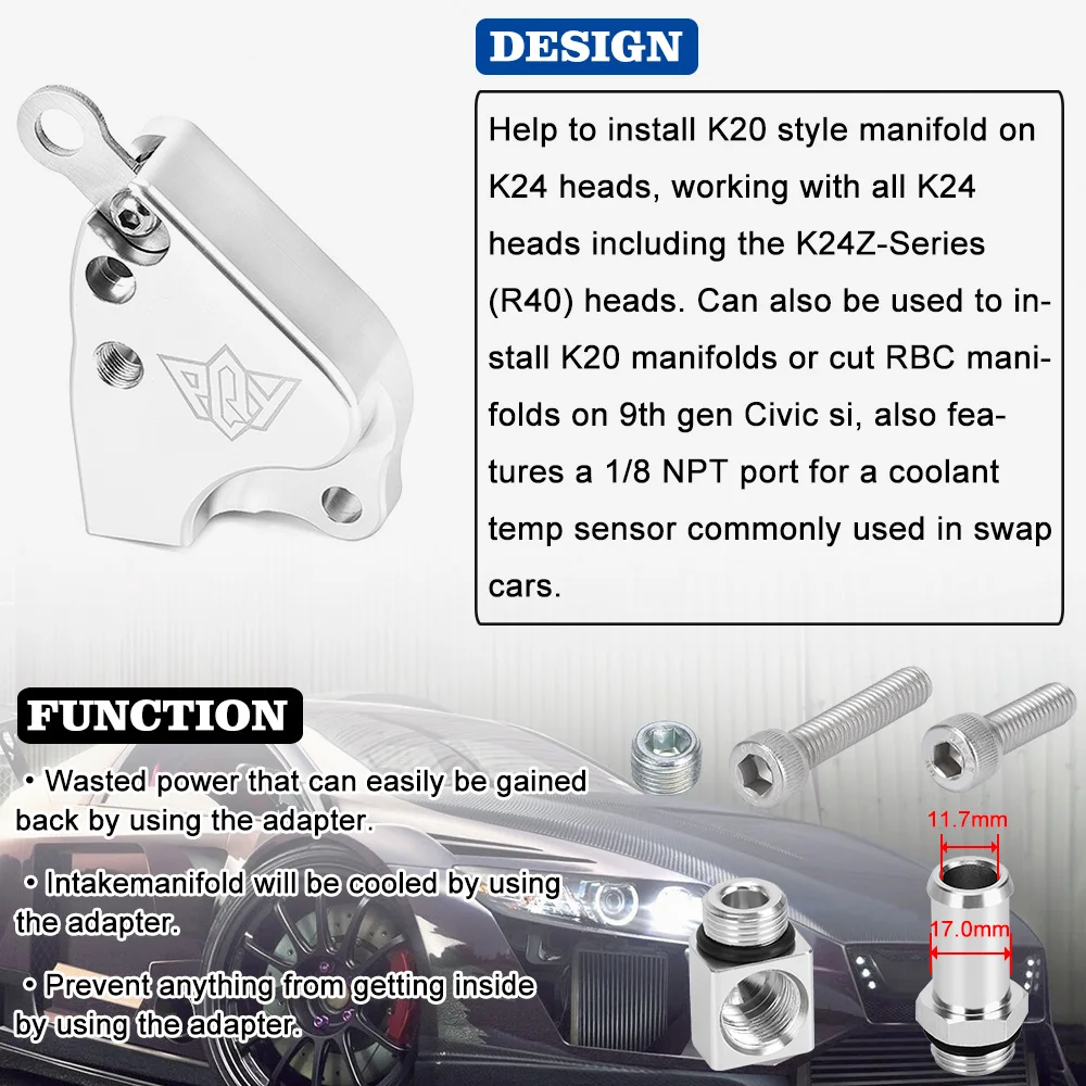 Adaptador colector admisión PQY para Honda Civic K20 K24 – INYK06S - imagen 3