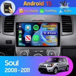 Radio Android 15 con CarPlay para Kia Soul 2008-2011 GPS BT WiFi 4G