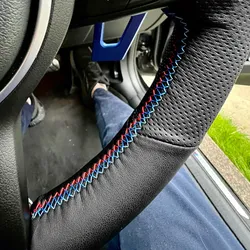 Funda cuero perforado volante BMW X5 X6 E70 E71 E72 Azul