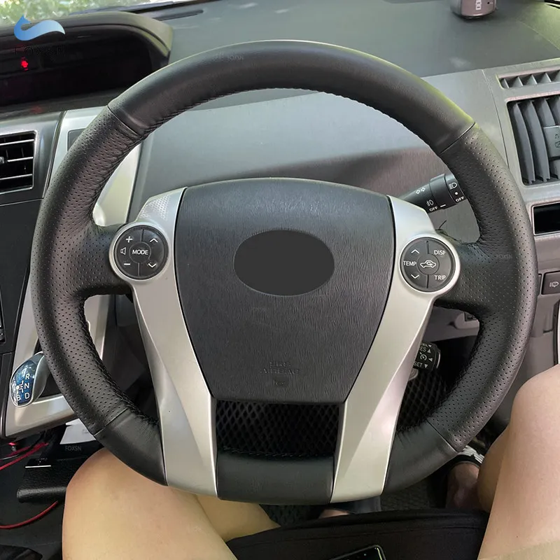 Cubierta de cuero para volante cosida a mano – Toyota Prius XW30 y Prius C