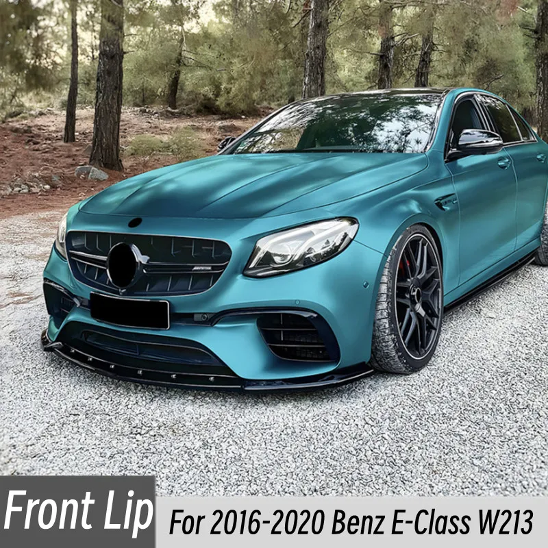 Para Mercedes Benz Clase E W213 E63 AMG 2016-2020 negro carbono coche parachoques delantero labio divisor difusor cuerpo Kit alerón embellecedor