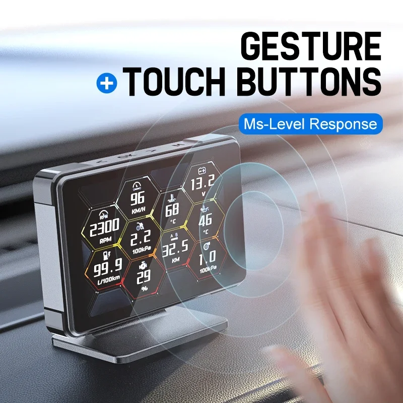 Nuevo medidor de modificación de coche A91 HUD pantalla LCD voltaje velocidad RPM Turbo medidor de temperatura de aceite pantalla frontal para coche - imagen 4