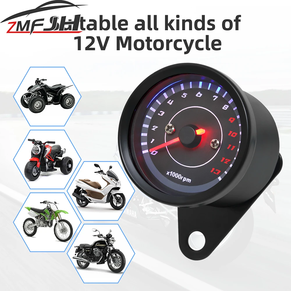 Tacómetro universal para moto 0-13.000 rpm con retroiluminación LED