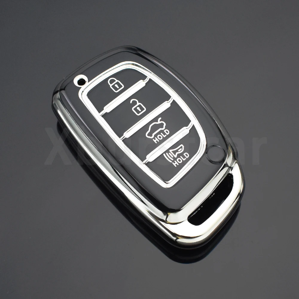 Funda para llave de coche de TPU de 4 botones para Hyundai Tucson Santa Fe Rena Sonata Elantra Creta Ix35 Ix45 I10 I30 I40 Auto Shell Fob - imagen 5
