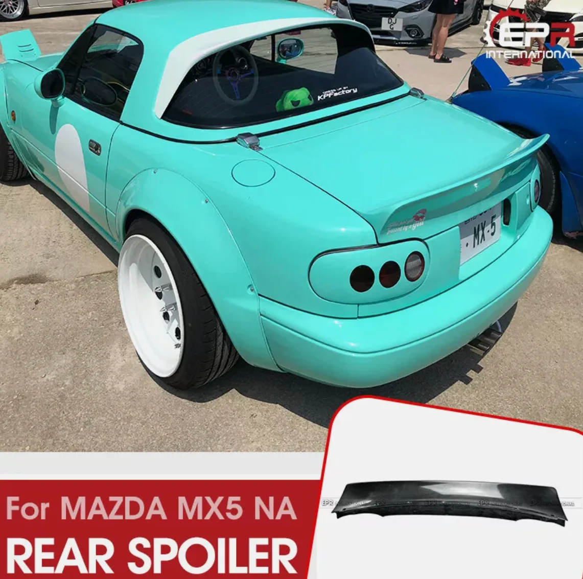 Alerón trasero RB para Mazda MX5 NA visto desde diferentes ángulos