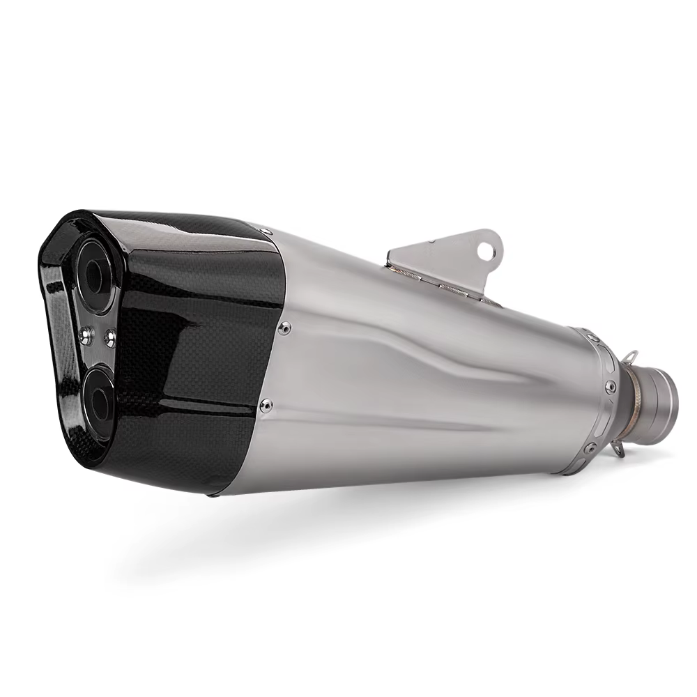 Tubo de escape universal doble orificio para Z400 R3 CBR650 MT09 K165 - imagen 4