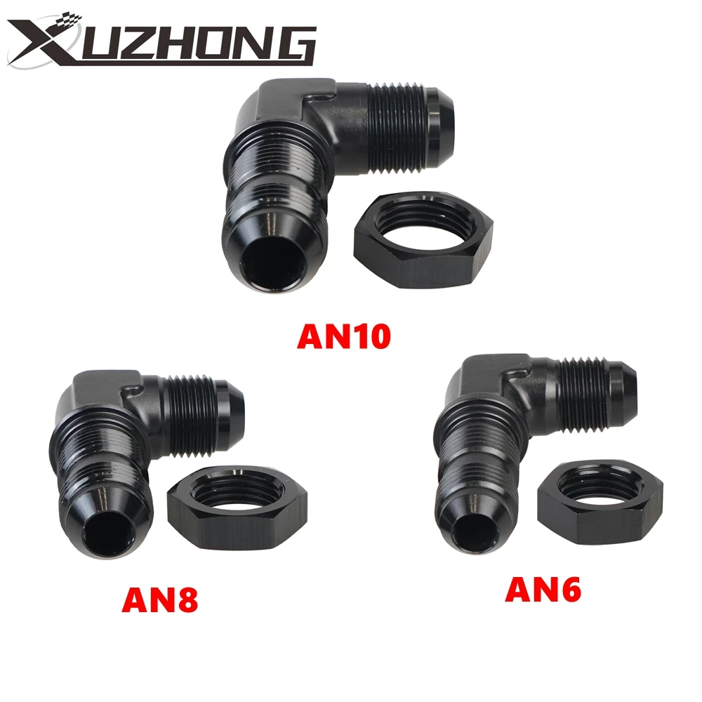 Adaptador de mampara acampanada AN10 AN8 AN6 macho a macho de 90 grados, accesorio con tuerca para lengüeta o pared alámbrica