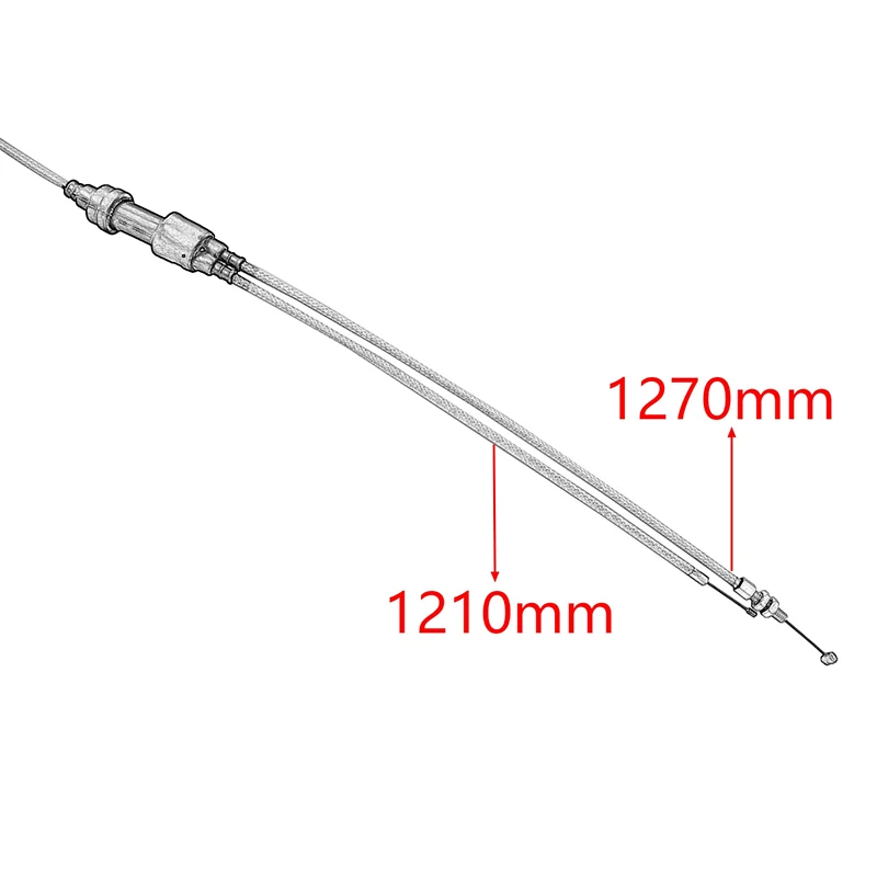 Detalle del cable de doble acelerador para moto
