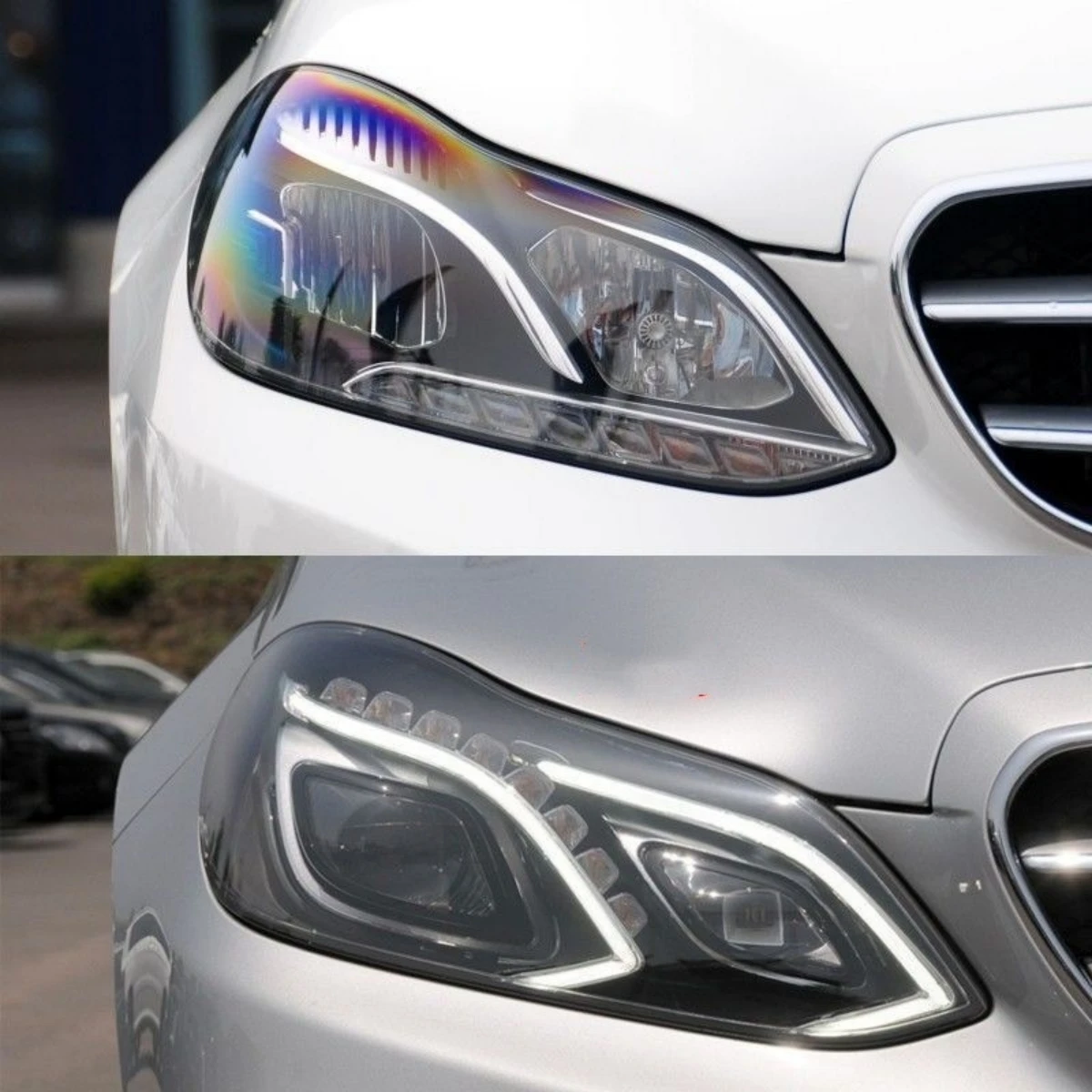 Para mercedes-benz Clase E W212 E200 E260 E280 E300 E350 2014-2015 1 par de faros cubierta de lente pantalla transparente - imagen 3
