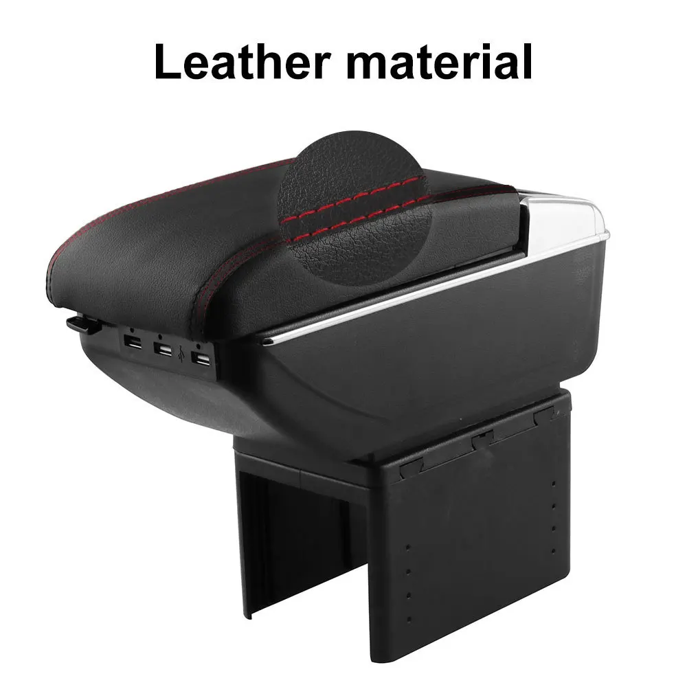 Caja almacenamiento reposabrazos consola central Universal – cuero negro - imagen 4