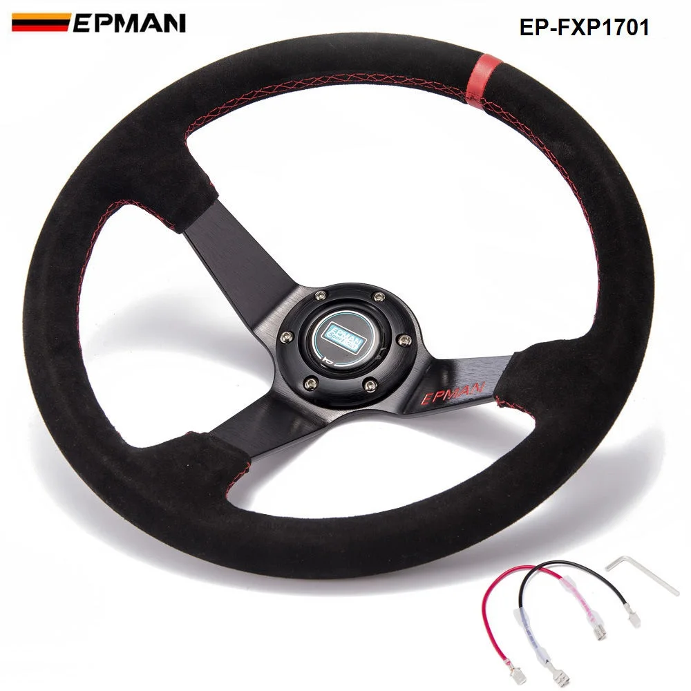Volante de deriva EPMAN de gamuza con botón de bocina - imagen 2