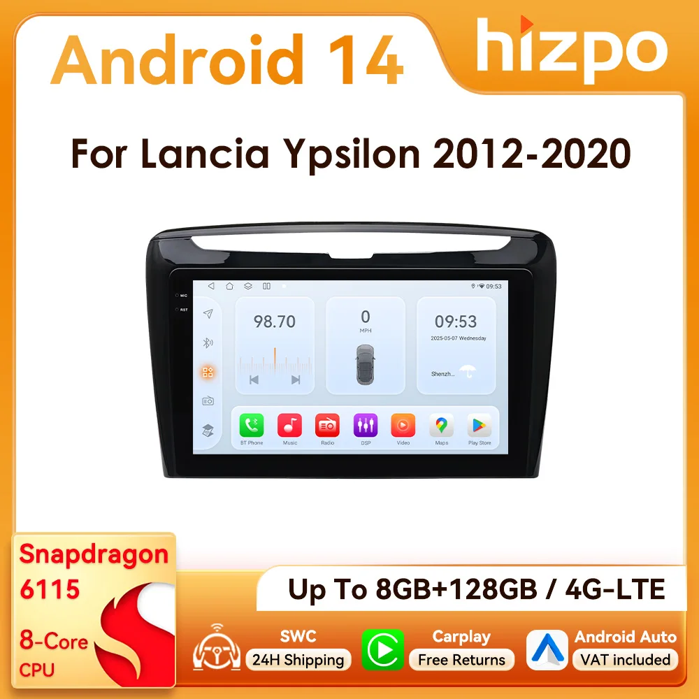 Hizpo Radio 2DIN con CarPlay y Android Auto para Lancia Ypsilon