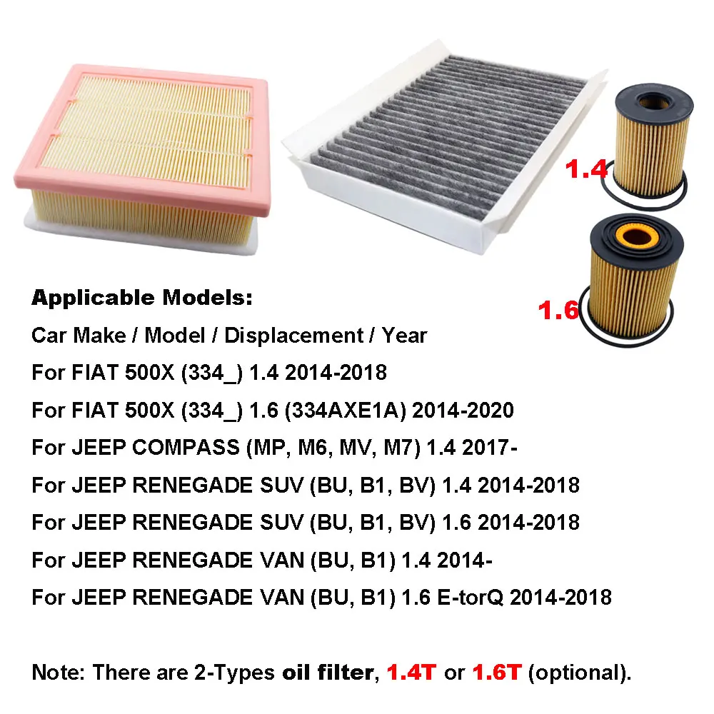 Kit filtros aceite, aire y habitáculo Fiat 500X y Jeep Renegade - imagen 4