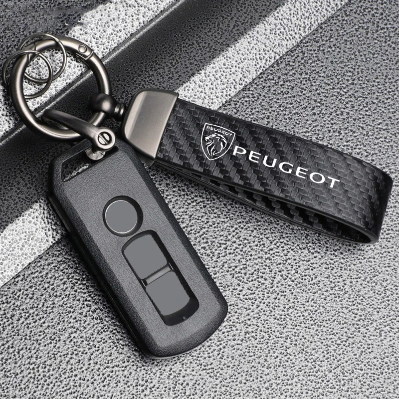 Llavero colgante con patrón de fibra de carbono para Peugeot