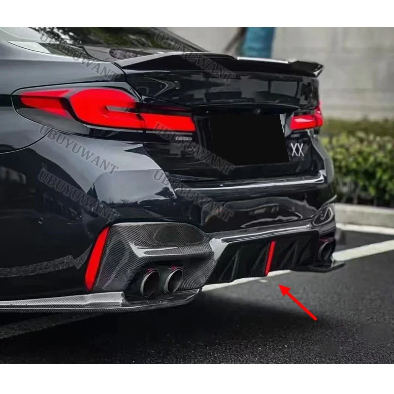 Para BMW 5 Series M5 F90 G30 G38 3D con luces estilo labio trasero de carbono difusor de parachoques trasero divisor trasero alerón - imagen 5