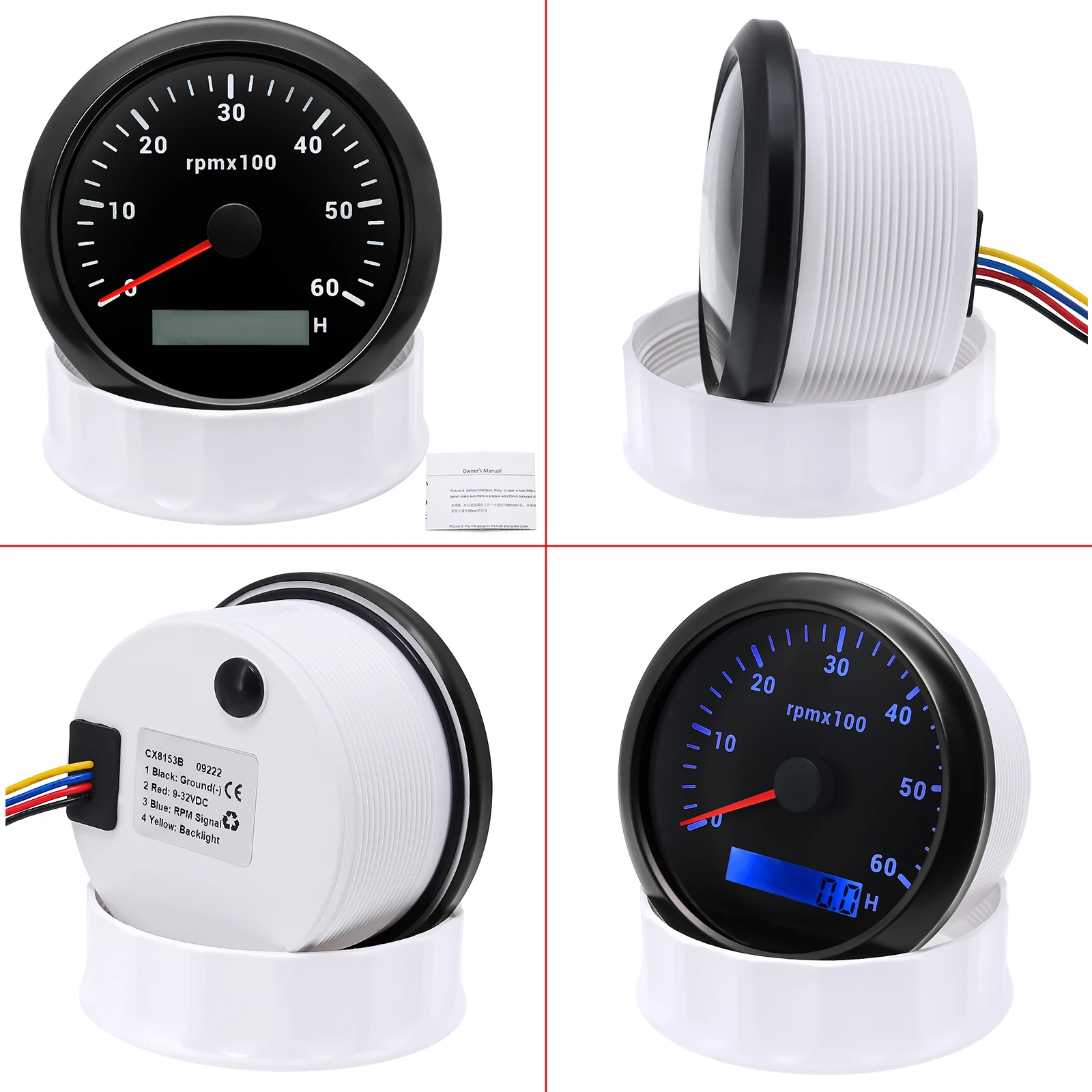 Tacómetro digital para motor diésel 12/24 V, 85 mm, 6000 rpm - imagen 5