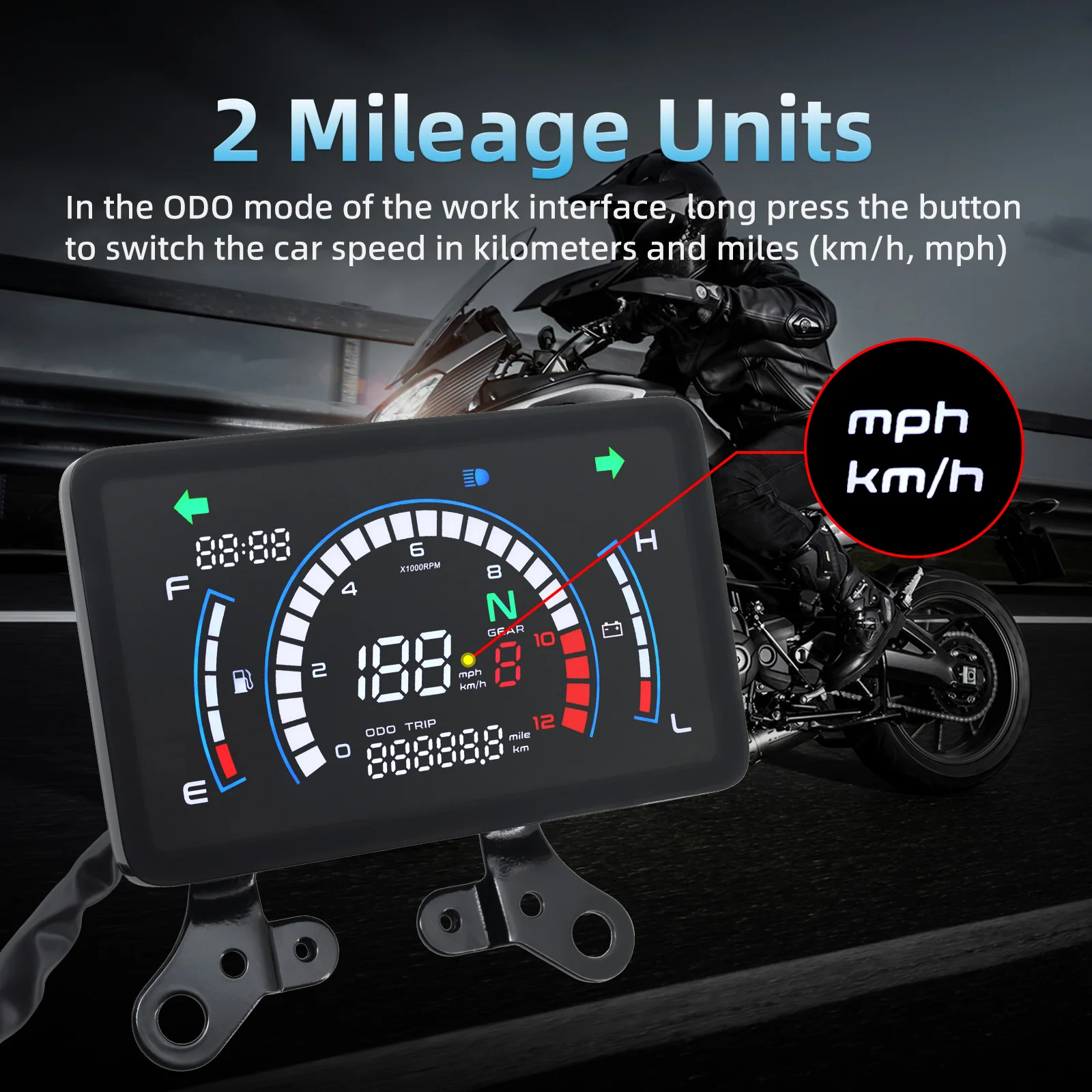 Velocímetro digital Honda EX5 LCD impermeable con odómetro y tacómetro - imagen 3
