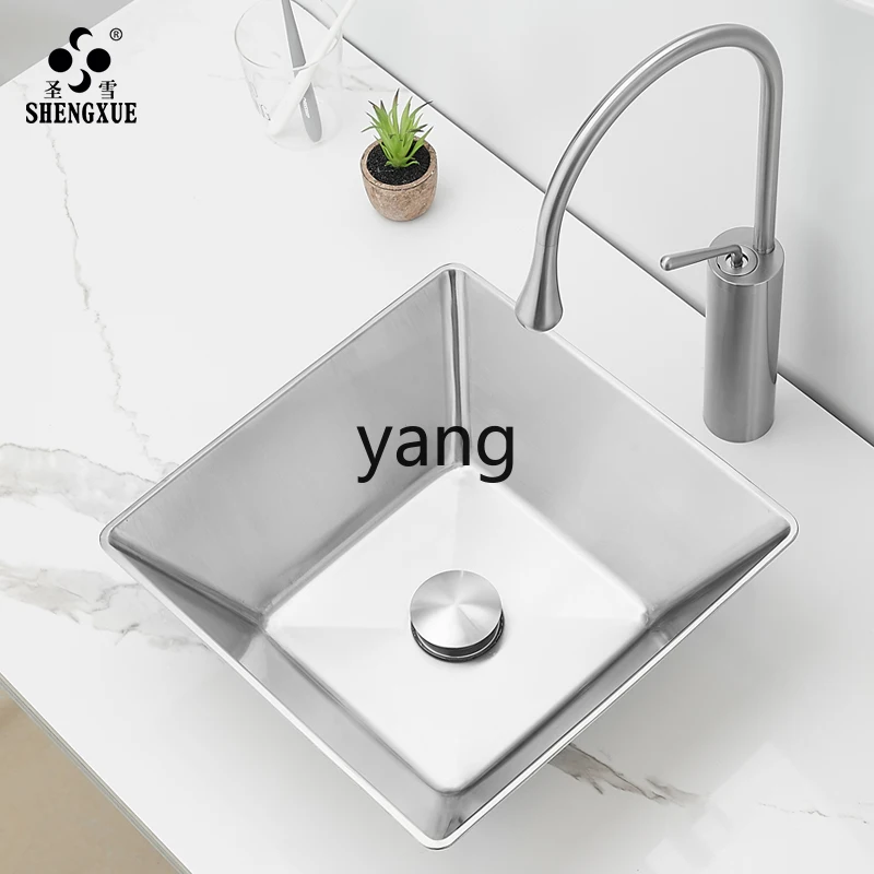 CX lavabo de mesa de acero inoxidable cuadrado para baño pequeño - imagen 4