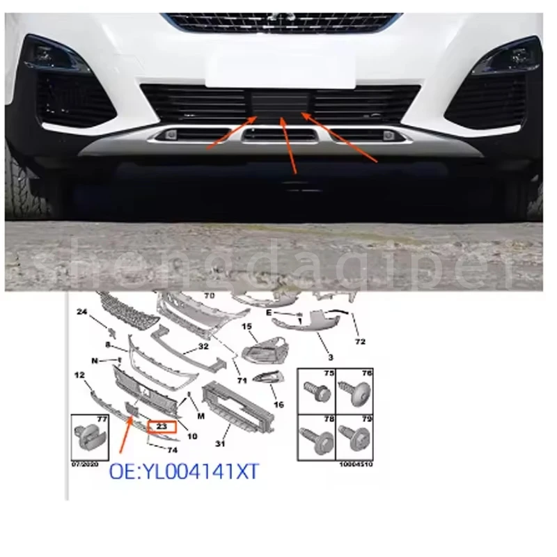 Cubierta rejilla inferior parachoques Peugeot 3008 4008 5008 2016-2019 - imagen 5