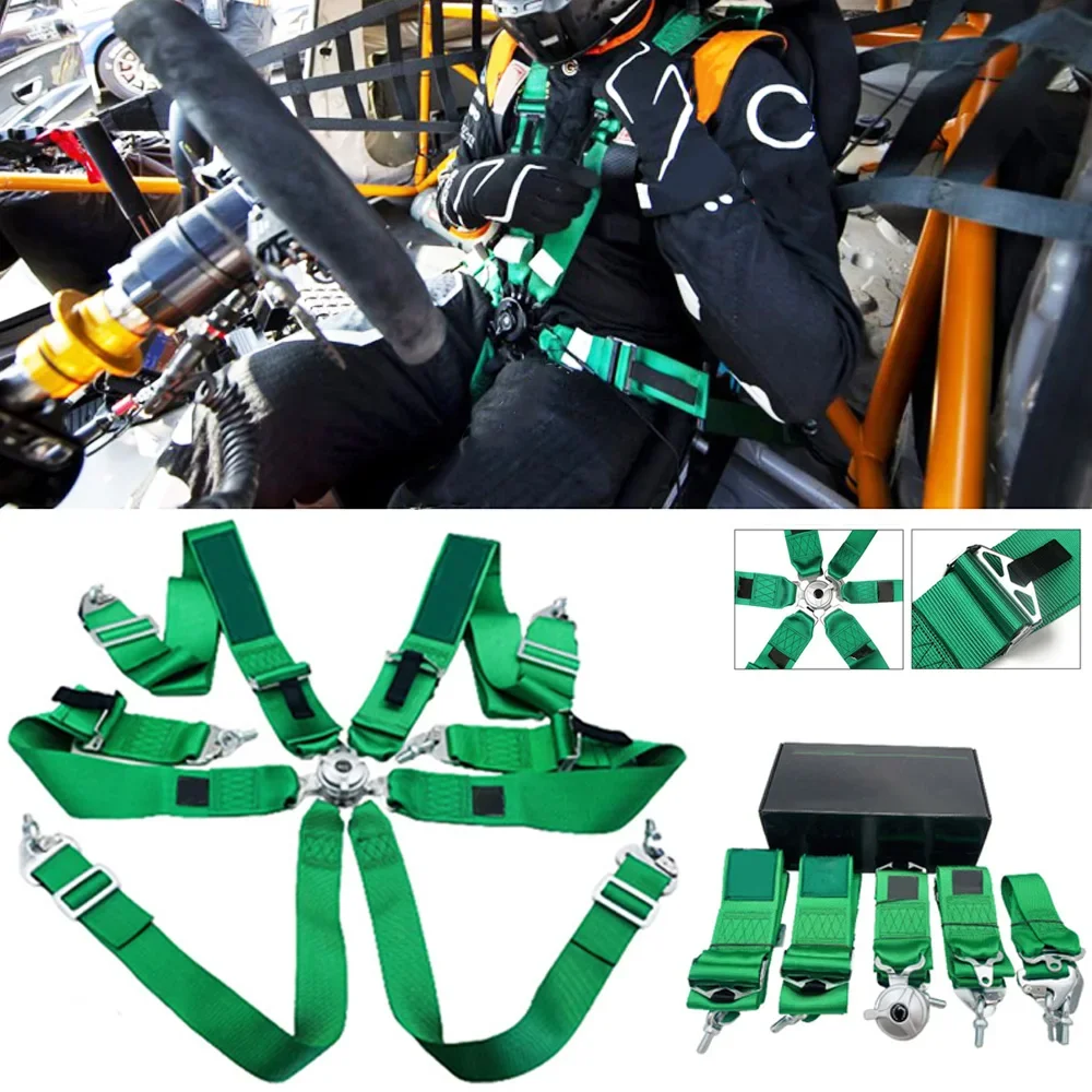 Arnés de seguridad 6 puntos Universal para coche – verde y negro