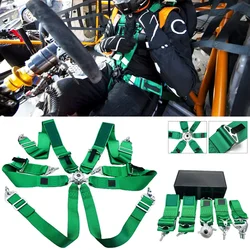Arnés de seguridad 6 puntos Universal para coche – verde y negro