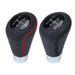 Pomo de cambio universal de cuero con costura roja – M8/M10/M12