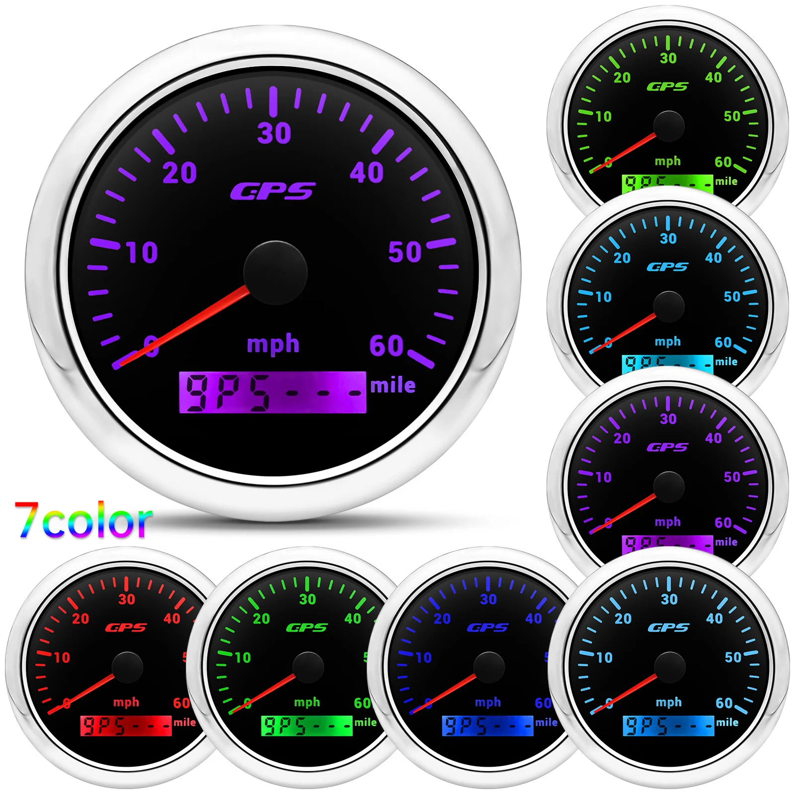 Velocímetro digital GPS resistente al agua con antena y 7 colores - imagen 3