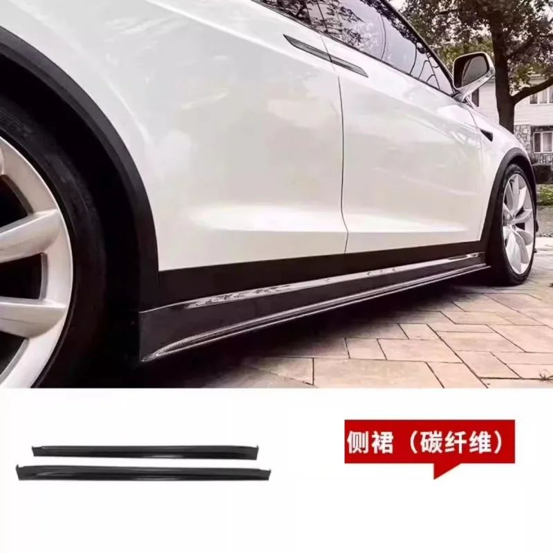 Para Tesla Model X convertir fibra de carbono pala delantera labio trasero falda lateral ala trasera accesorios para automóviles - imagen 3