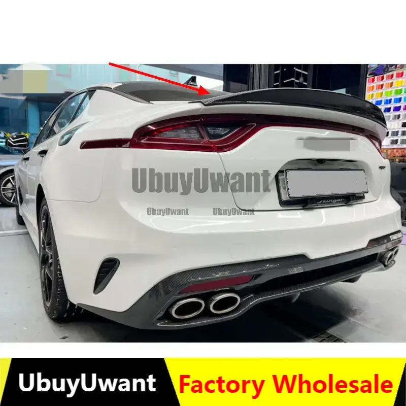 Uso para KIA K8 Stinger Spoiler Real brillante fibra de carbono ala trasera estilo R accesorios deportivos Kit de carrocería Stinger alerón trasero 14-19
