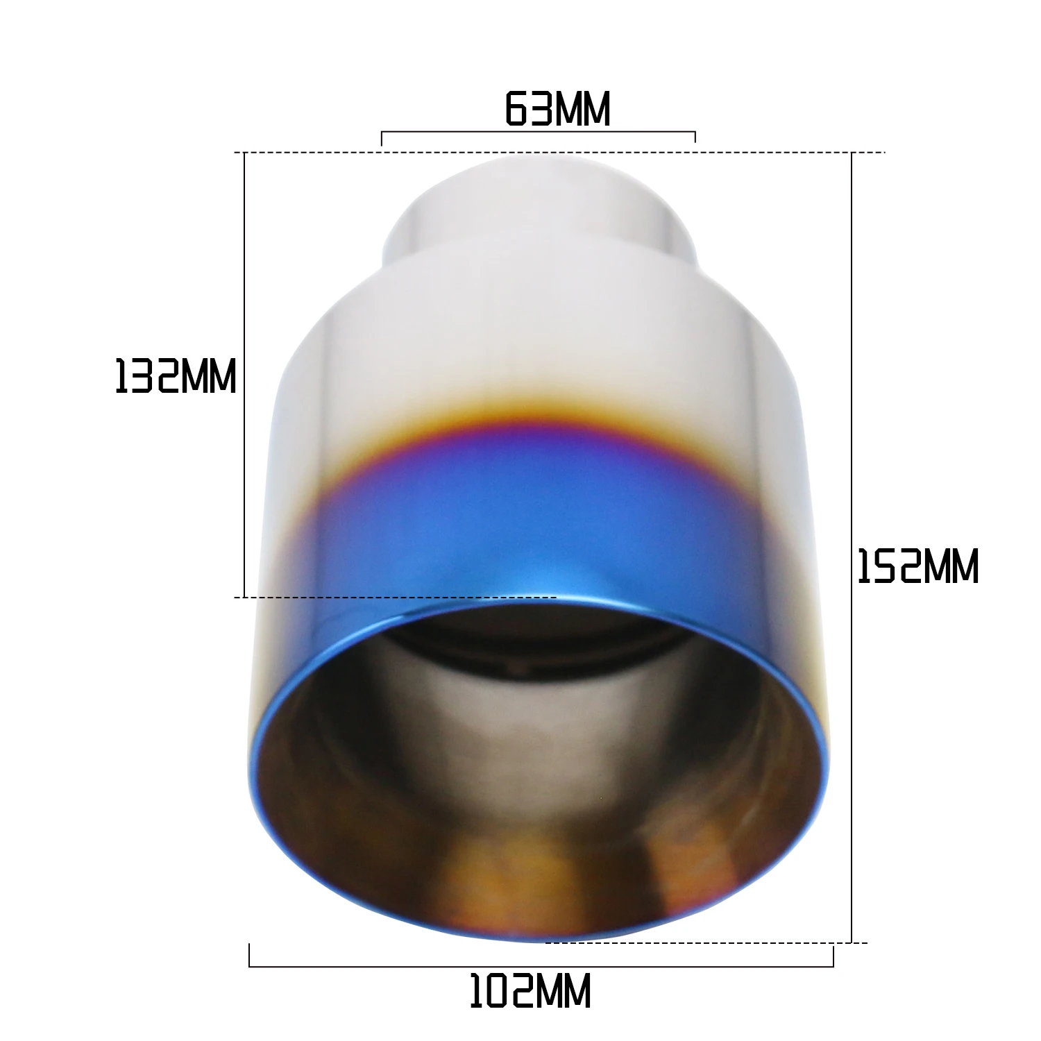 Punta de tubo de escape reemplazada para automóvil, entrada de 63 mm, salida de 89 mm y 102 mm, puntas de silenciador de soldadura de acero inoxidable