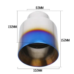 Punta de tubo de escape reemplazada para automóvil, entrada de 63 mm, salida de 89 mm y 102 mm, puntas de silenciador de soldadura de acero inoxidable