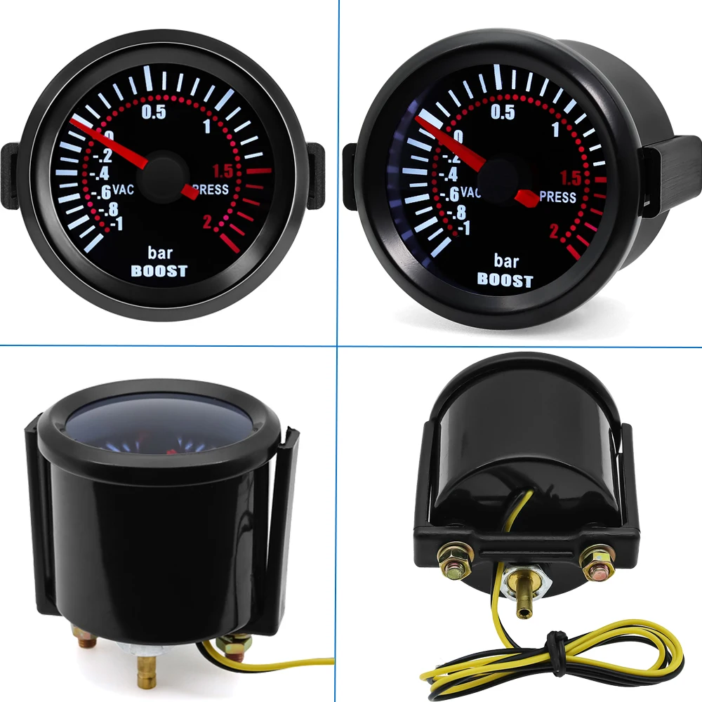 Indicador presión turbo 52mm gasolina –1 a 2 bar LED blanco