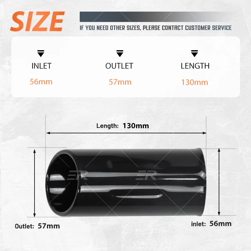 1 pieza de alta calidad con pieza OEM, accesorios para coches, embellecedor de 56mm, tubo de escape de acero inoxidable, piezas modificadas para automóvil, silenciador - imagen 2