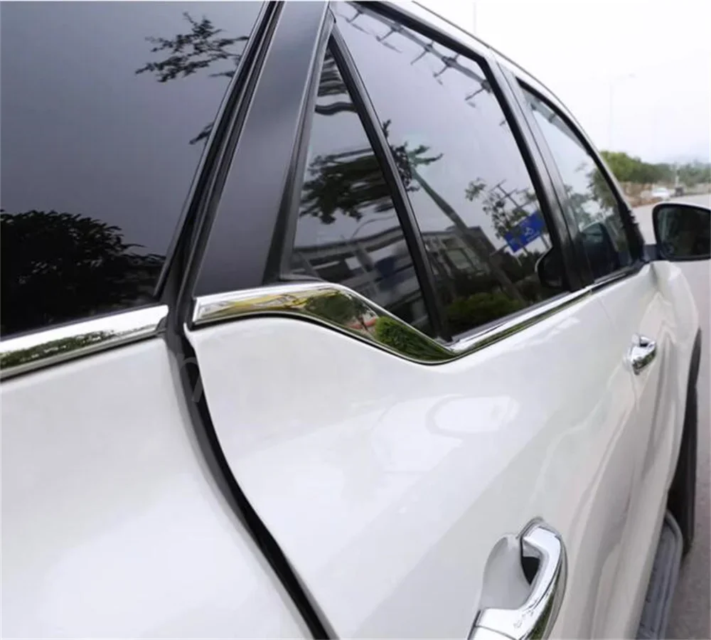 Estilo de coche para Toyota Fortuner AN150 AN160 SW4 2016-2019 puerta lateral debajo de la ventana inferior moldura tira cubierta embellecedora de acero inoxidable