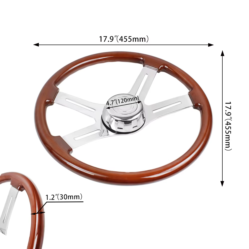 Volante 18" de madera para Freightliner, Kenworth, Peterbilt y Volvo - imagen 3