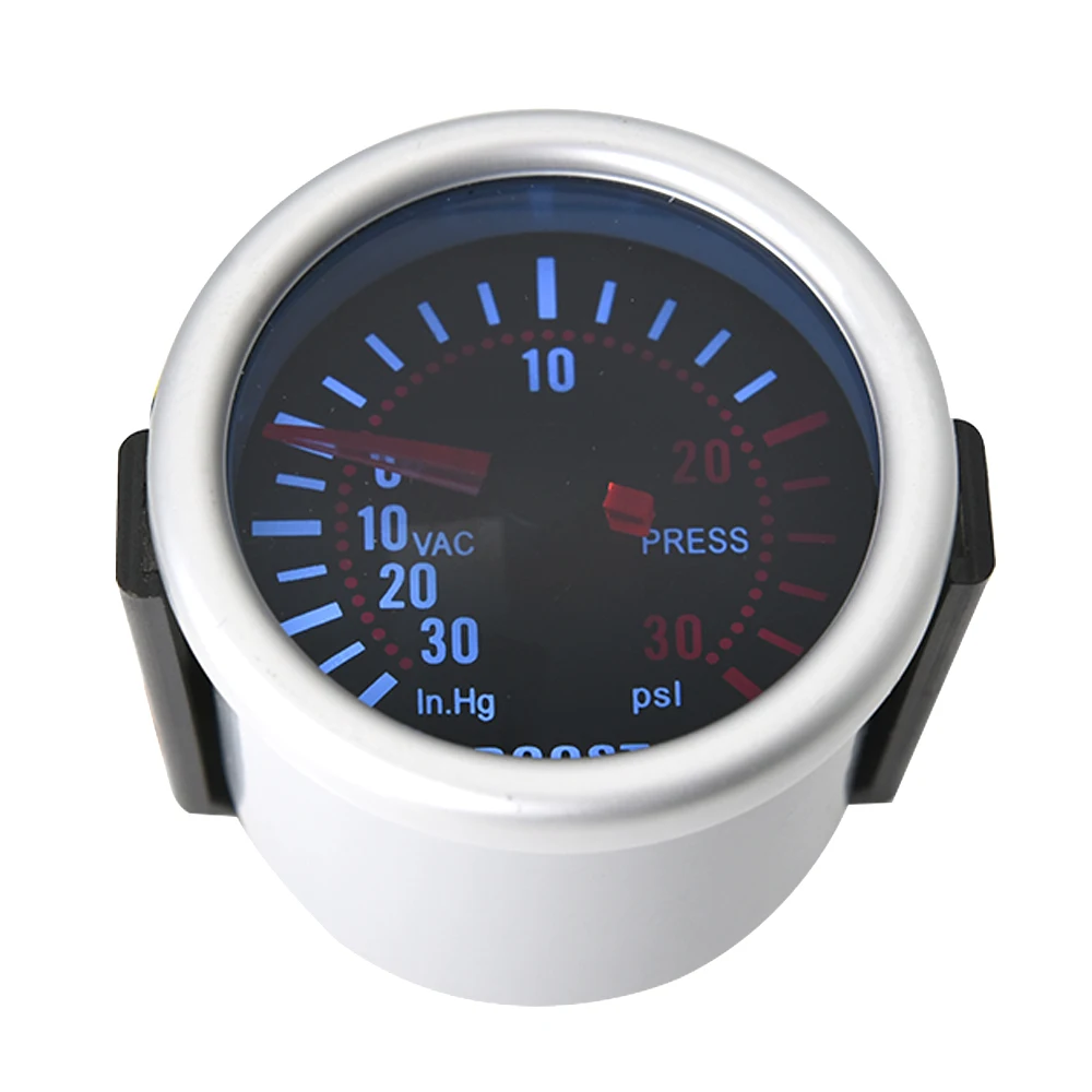 Manómetro de turbo 52 mm 12 V LED blanco, -30 inHg a 30 PSI - imagen 3