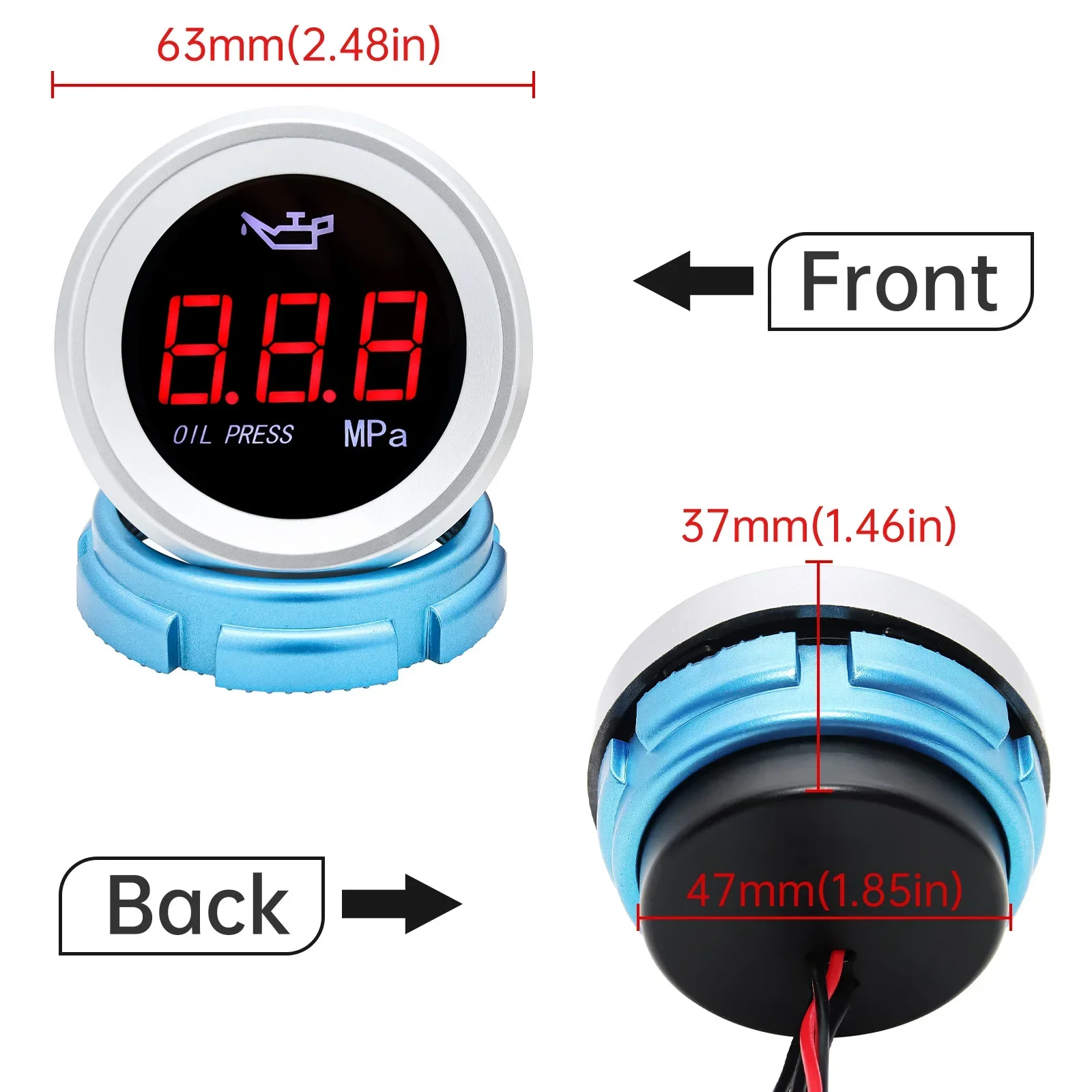 Medidor Electrónico LED Digital Universal de 12/24V, 52MM - imagen 2