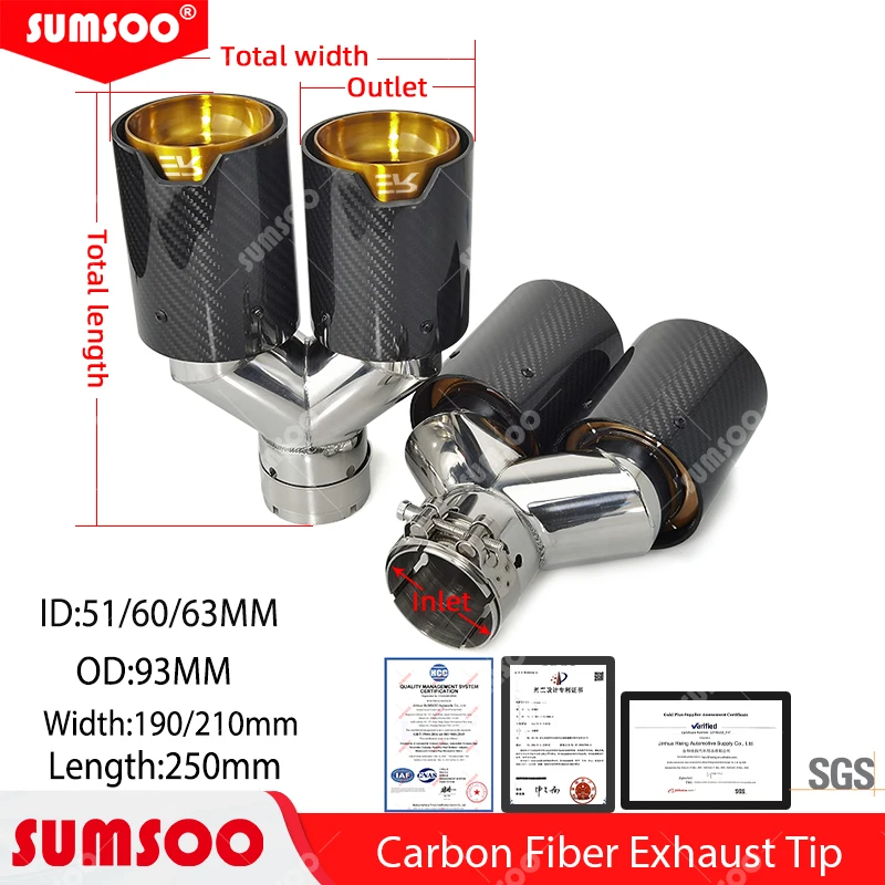 Puntas de escape dobles Sumsoo de acero inoxidable y carbono para BMW - imagen 3