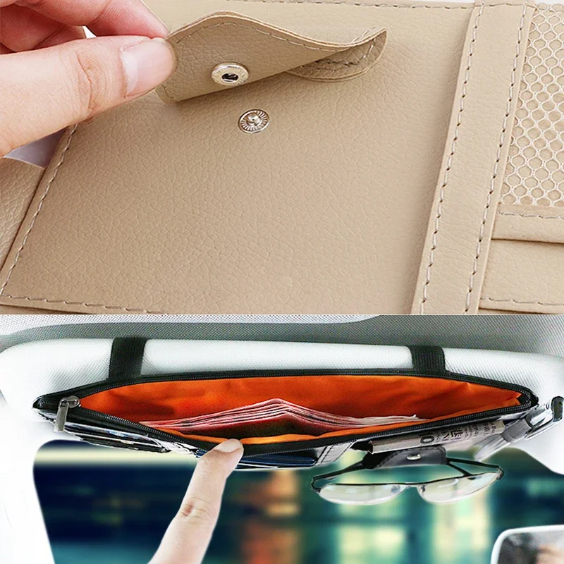 Organizador de visera para gafas de sol, tarjetas y billetes auto - imagen 2