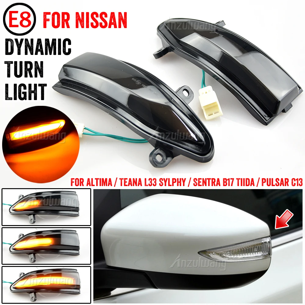 Intermitente dinámico LED flecha espejo para Nissan Tiida Sentra Altima